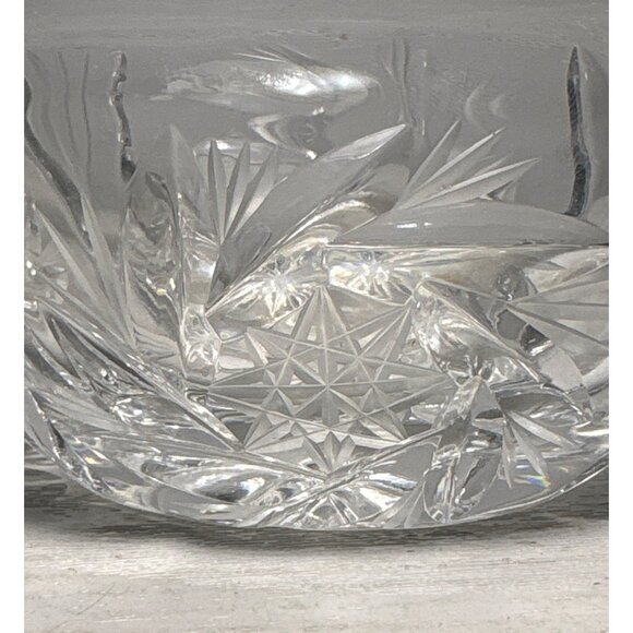 Bohemian Crystal Creamer & Lidded Sugar Dish Pinwheel Starburst Stunning Vintage - Picture 2 of 16